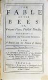 ECONOMICS  MANDEVILLE, BERNARD DE.  The Fable of the Bees . . . Third [i. e., Fourth] Edition.  1724